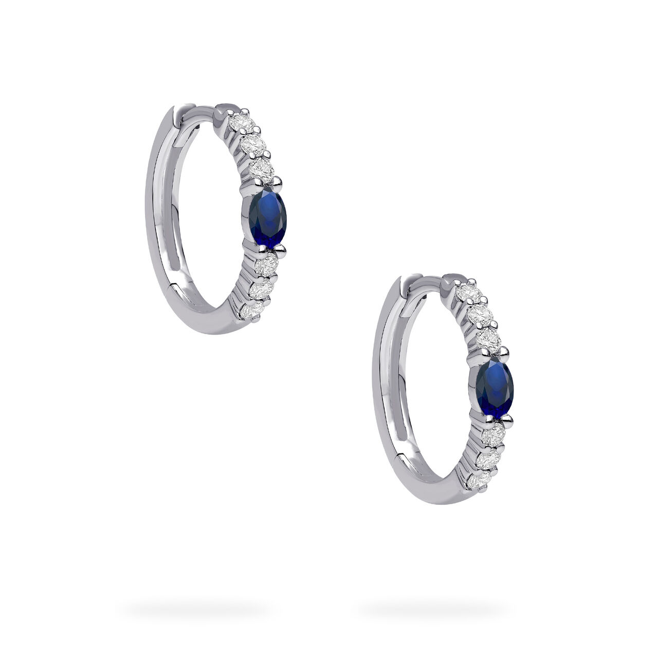 Birks Essentials White Gold Sapphire and Diamond Hoop Earrings image number 3